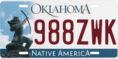OK license plate 988ZWK