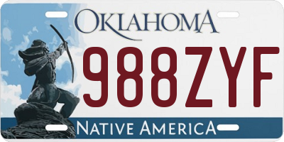 OK license plate 988ZYF