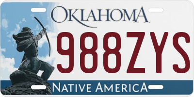 OK license plate 988ZYS