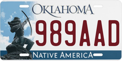 OK license plate 989AAD