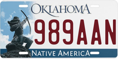 OK license plate 989AAN