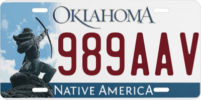 OK license plate 989AAV