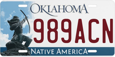 OK license plate 989ACN