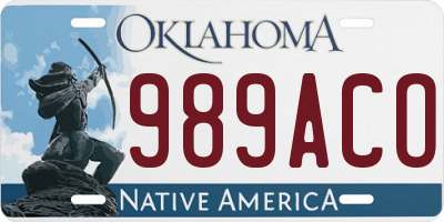 OK license plate 989ACO