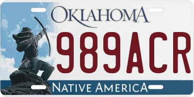 OK license plate 989ACR