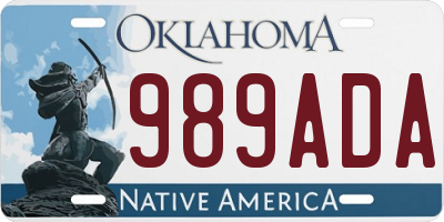 OK license plate 989ADA