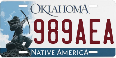 OK license plate 989AEA