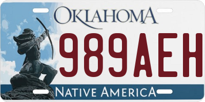 OK license plate 989AEH