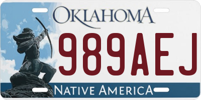 OK license plate 989AEJ