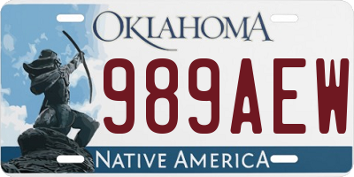 OK license plate 989AEW