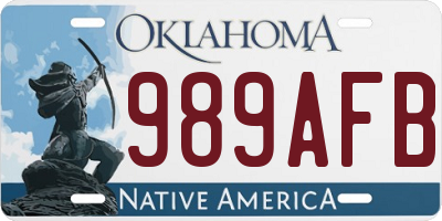 OK license plate 989AFB