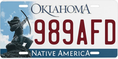 OK license plate 989AFD