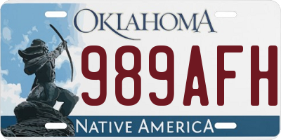 OK license plate 989AFH