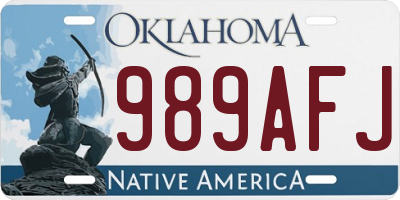 OK license plate 989AFJ
