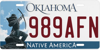 OK license plate 989AFN