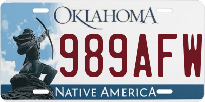 OK license plate 989AFW