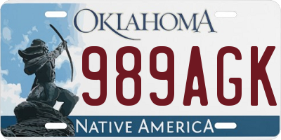 OK license plate 989AGK