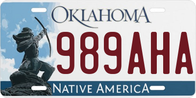 OK license plate 989AHA