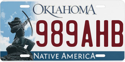 OK license plate 989AHB