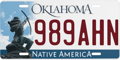 OK license plate 989AHN