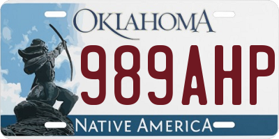 OK license plate 989AHP