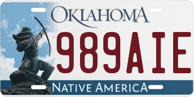 OK license plate 989AIE