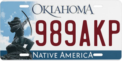 OK license plate 989AKP