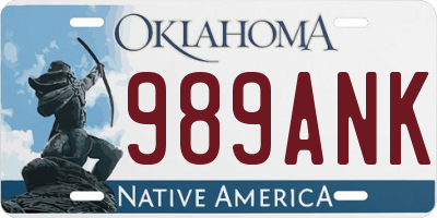 OK license plate 989ANK