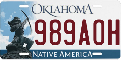 OK license plate 989AOH