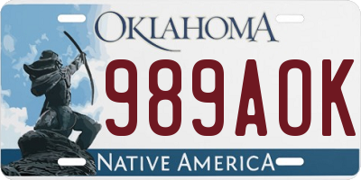 OK license plate 989AOK