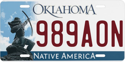 OK license plate 989AON