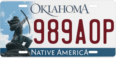 OK license plate 989AOP