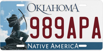 OK license plate 989APA