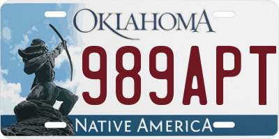 OK license plate 989APT