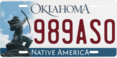 OK license plate 989ASO