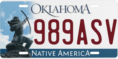 OK license plate 989ASV