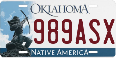 OK license plate 989ASX