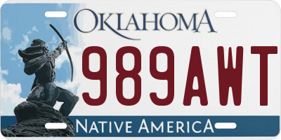 OK license plate 989AWT