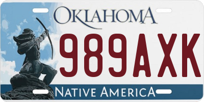 OK license plate 989AXK