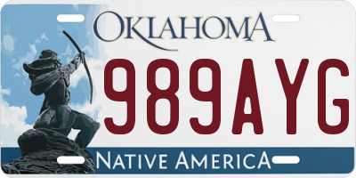 OK license plate 989AYG