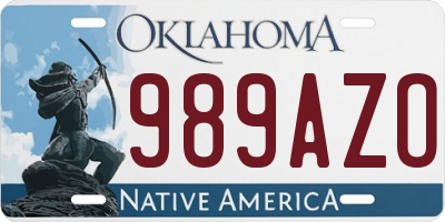 OK license plate 989AZO