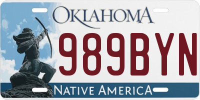 OK license plate 989BYN