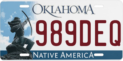 OK license plate 989DEQ