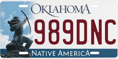 OK license plate 989DNC