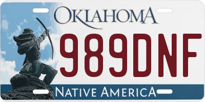 OK license plate 989DNF