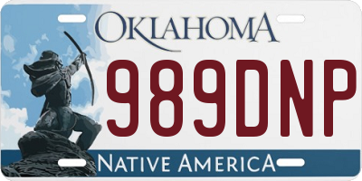 OK license plate 989DNP