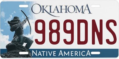 OK license plate 989DNS
