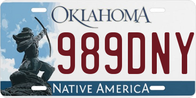 OK license plate 989DNY