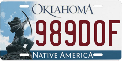 OK license plate 989DOF