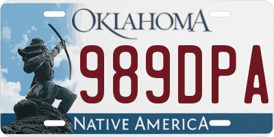 OK license plate 989DPA